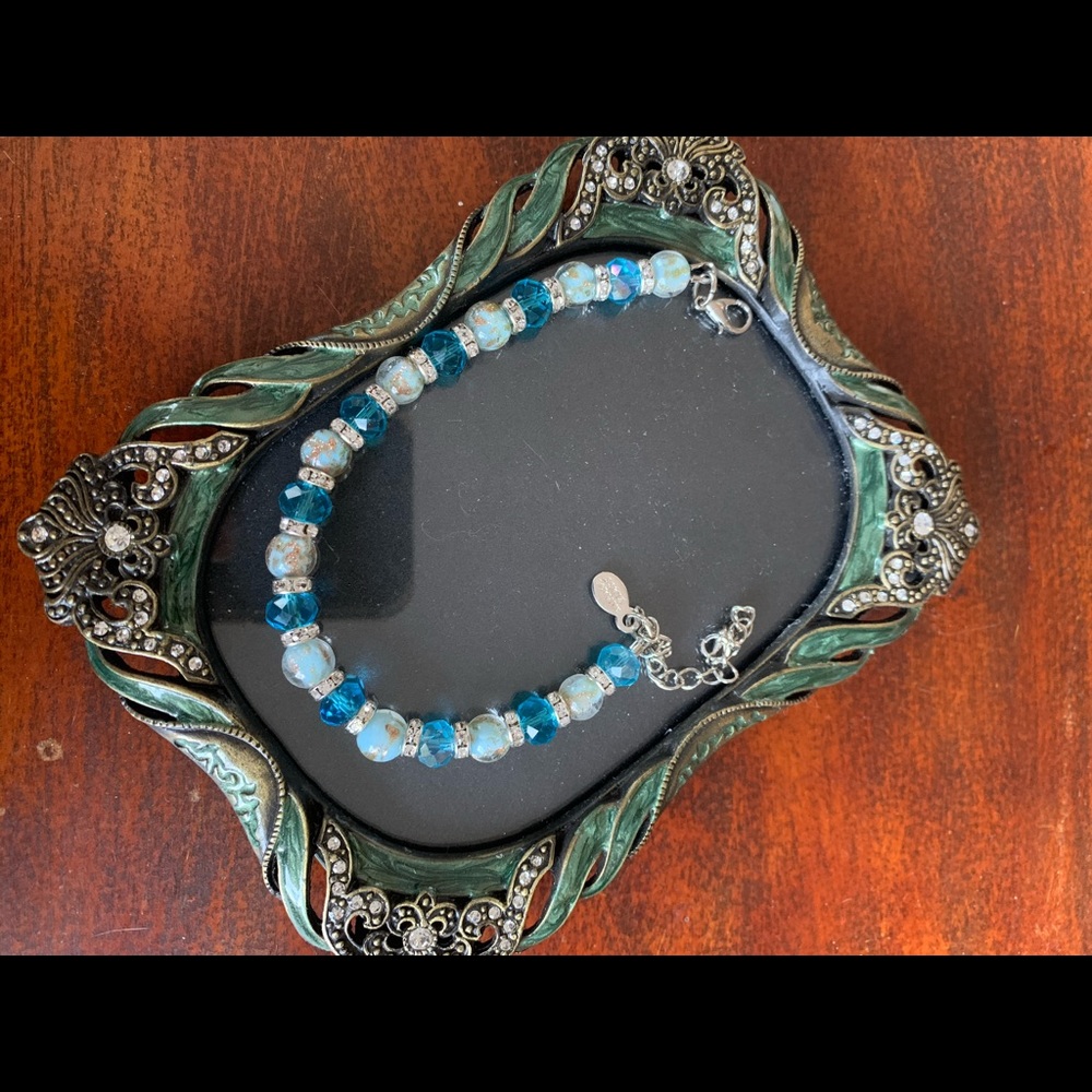 Murano faceted crystal and glass bracelet signed!